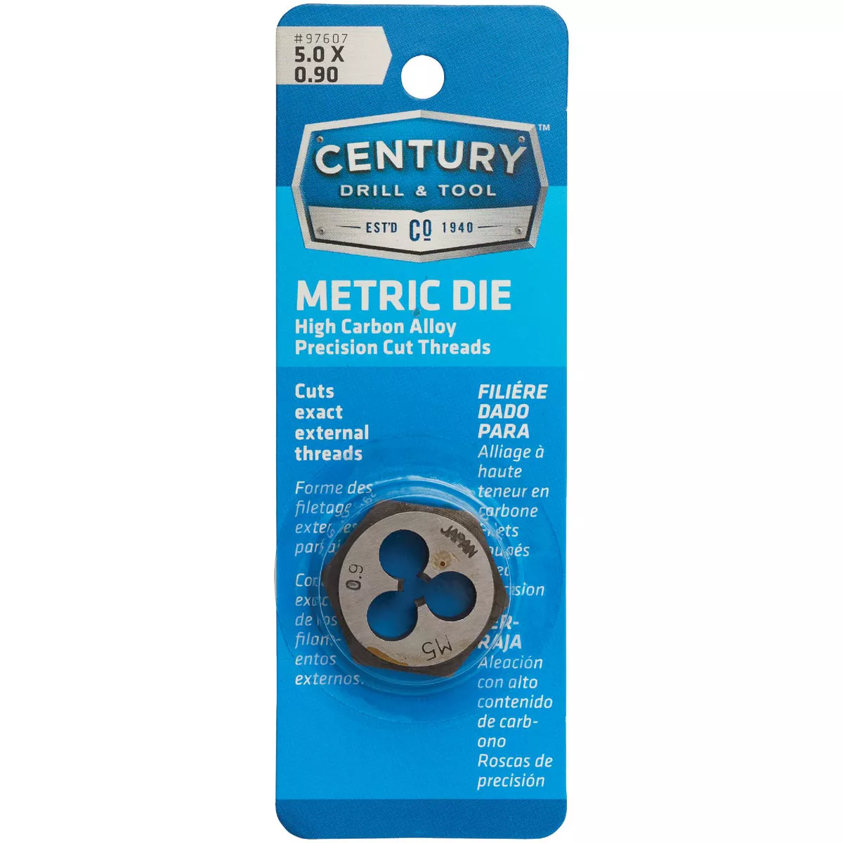 Century Drill & Tool 5.0x0.90 NPT 1 In. Across Flats Hexagon Pipe Die