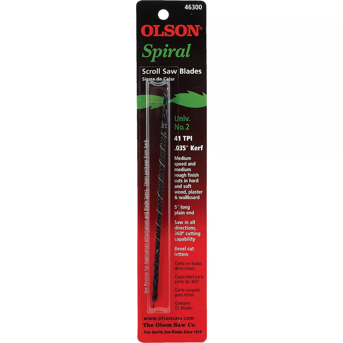 Olson 41TPI Spiral Plain End Scroll Saw Blade (12 Count) - photo 2