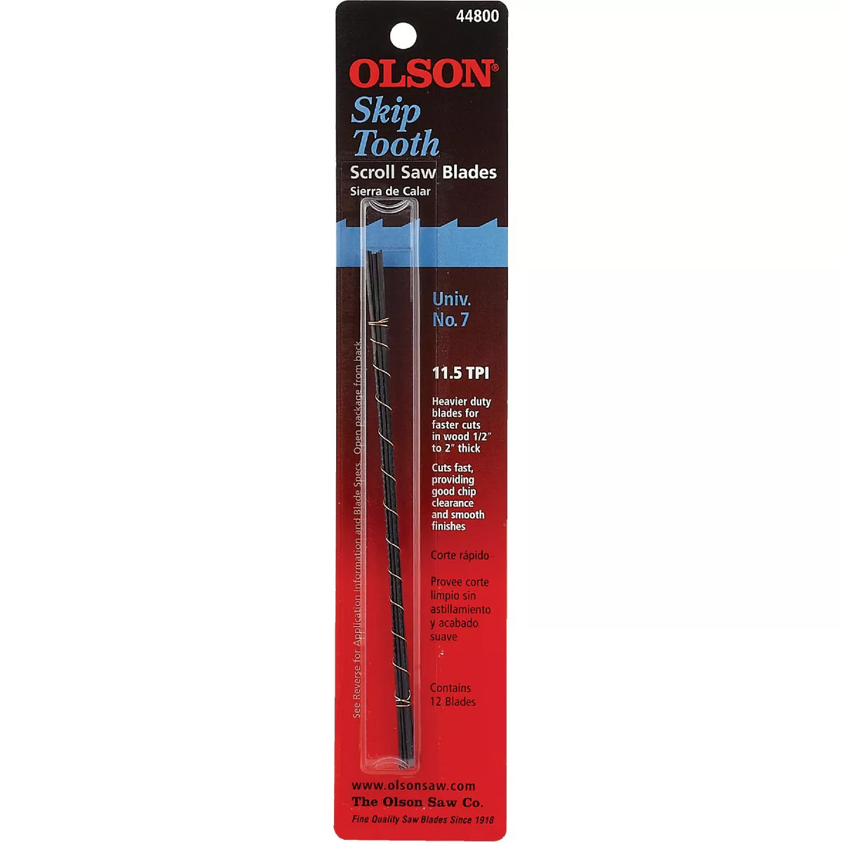 Olson 11-1/2TPI Skip Tooth Plain End Scroll Saw Blade (12 Count) - photo 2