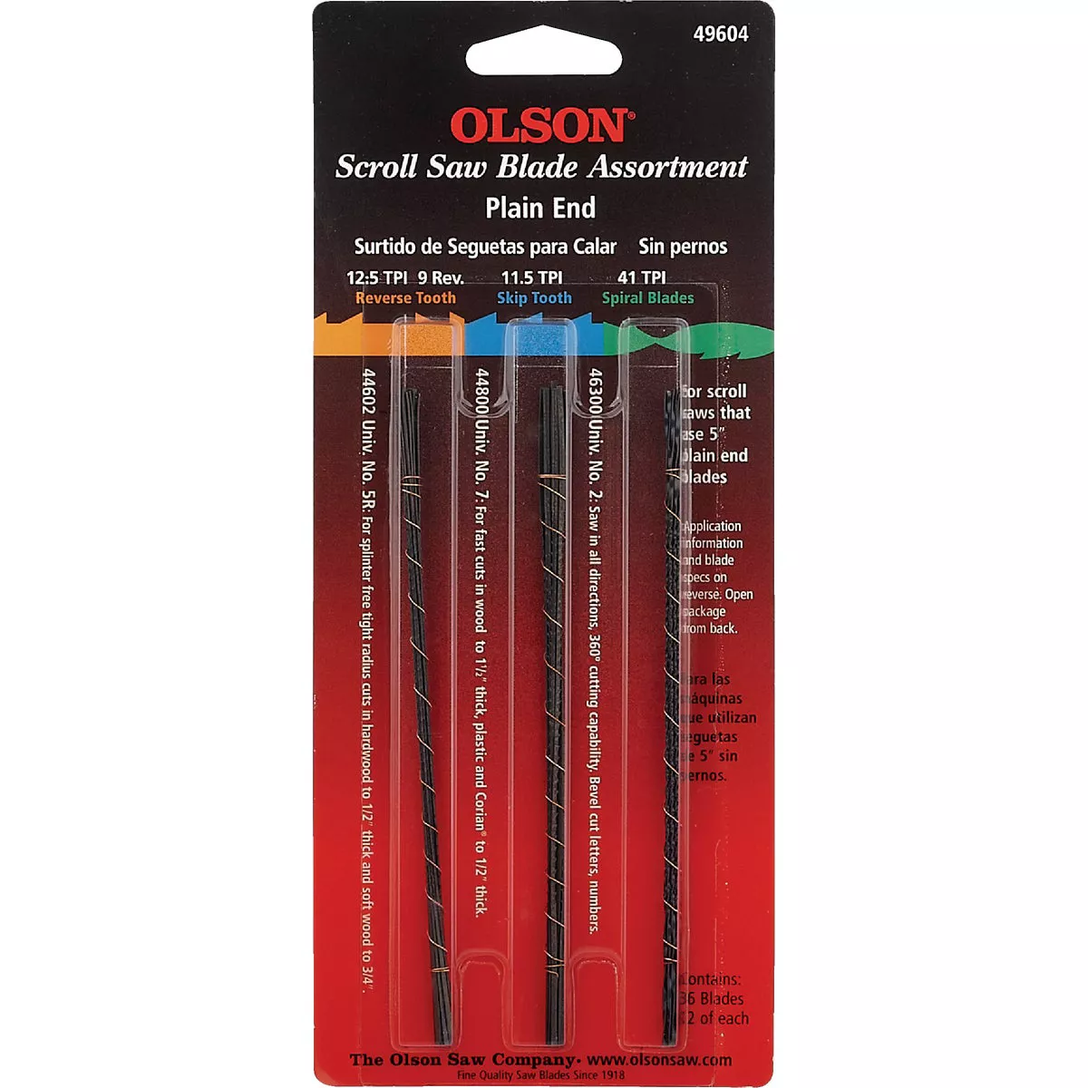 Olson Plain End Scroll Saw Blade Assortment (36 Piece) - photo 2