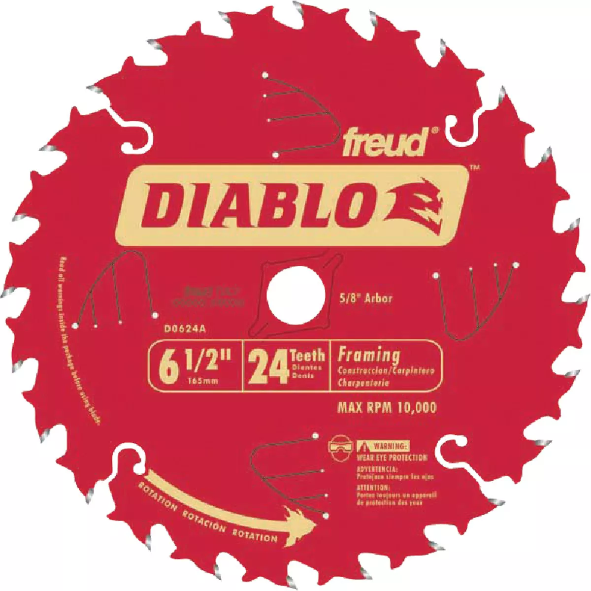 Diablo 6-1/2 In. 24-Tooth Framing Circular Saw Blade, Bulk