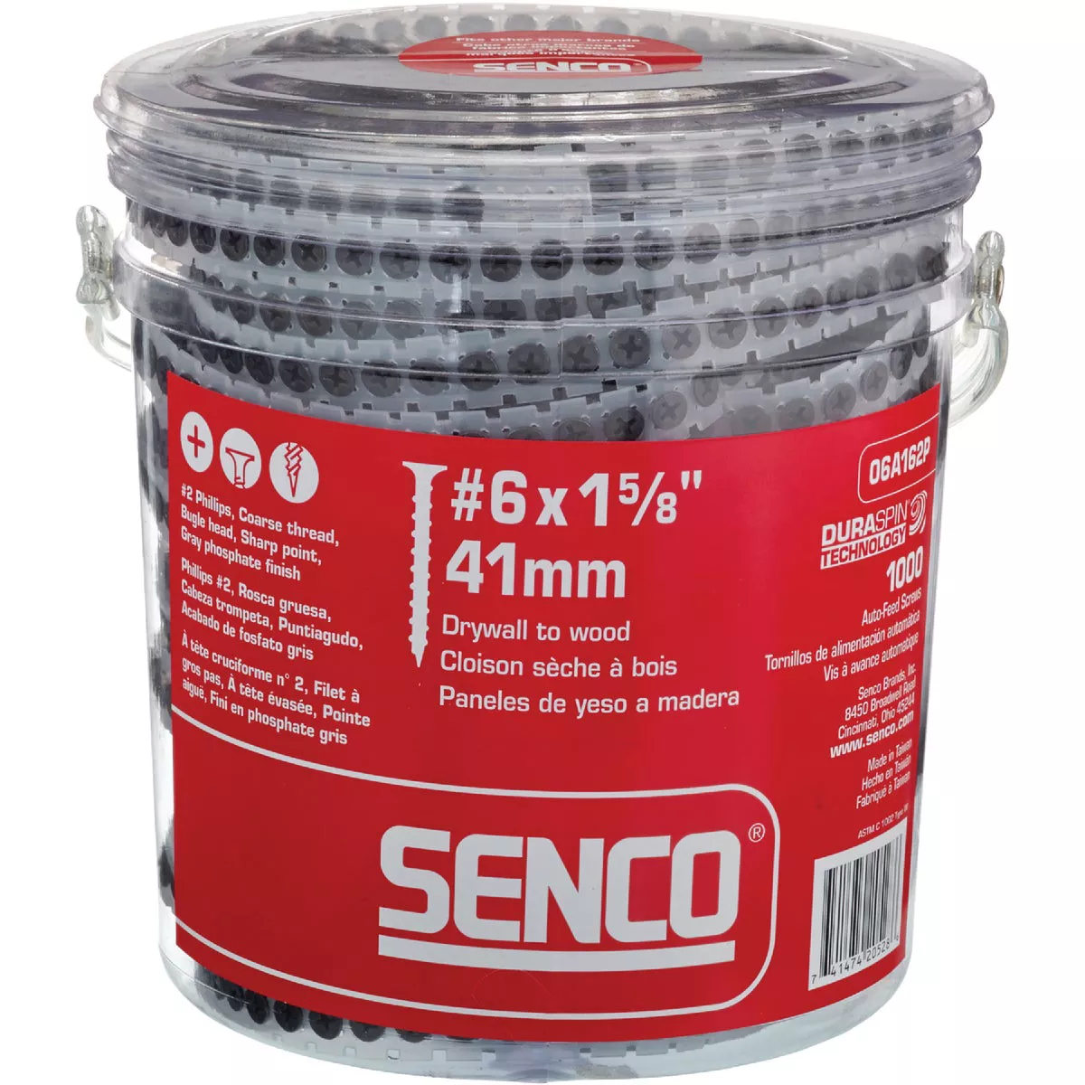 Senco DuraSpin #6 x 1-5/8 In. Phillips Bugle Head Collated Drywall Screw, Phospate Finish (1000 Ct.) - photo 2