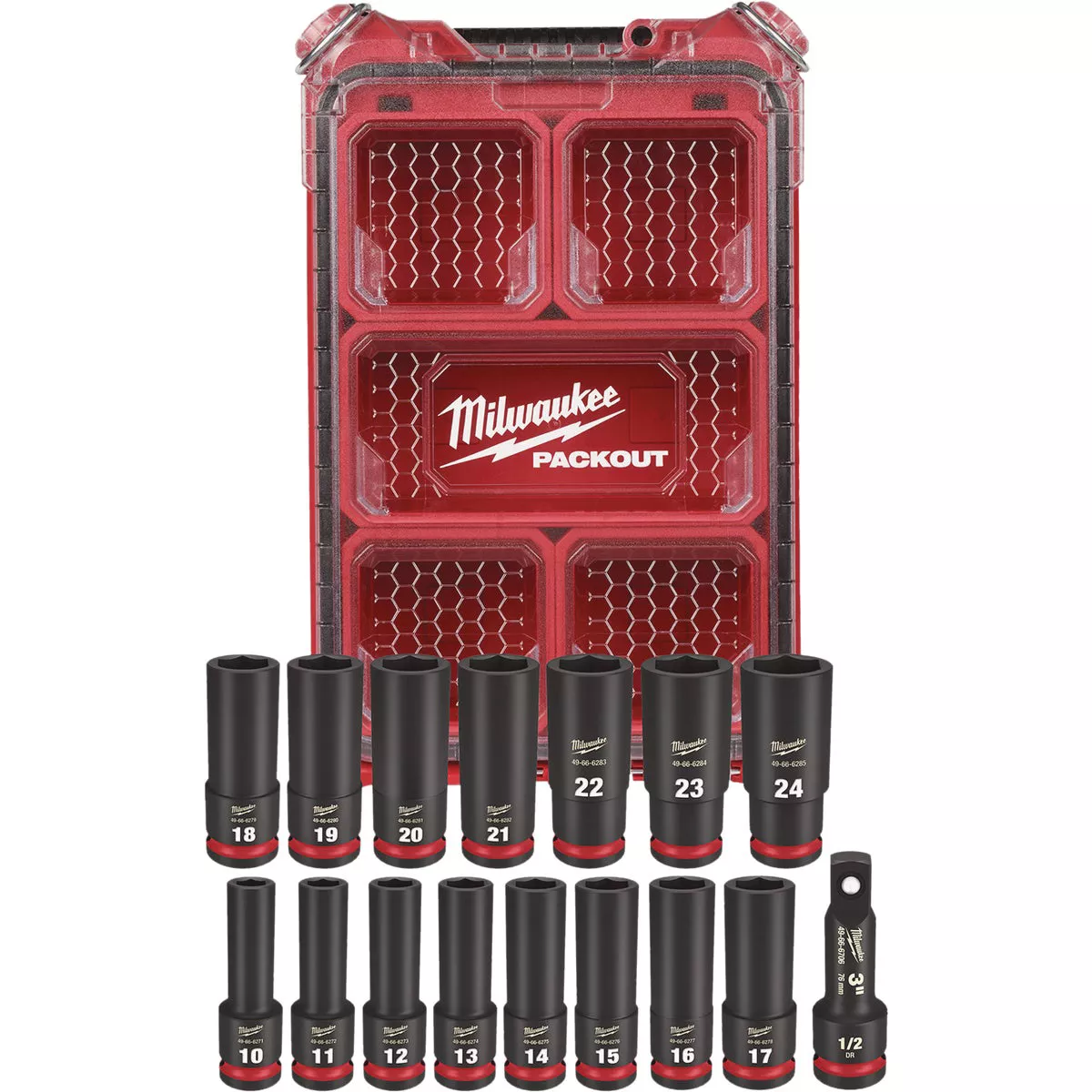 Milwaukee SHOCKWAVE Metric 1/2 In. Drive 6-Point Deep Impact Driver Set with PACKOUT Organizer (16-Piece) - photo 5