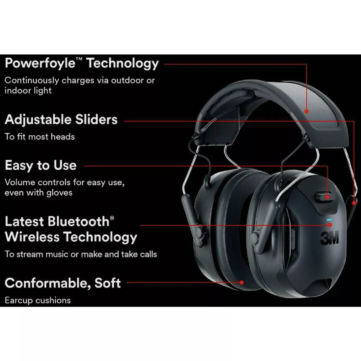 3M WorkTunes Connect + 26 dB Solar Wireless Bluetooth Earmuffs - photo 2