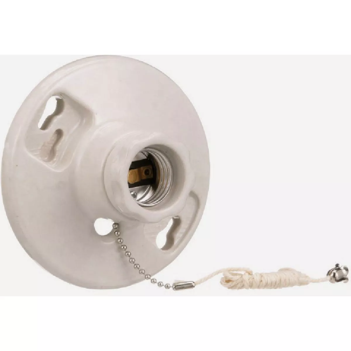 Eaton White Porcelain Incandescent Pull Chain Lampholder