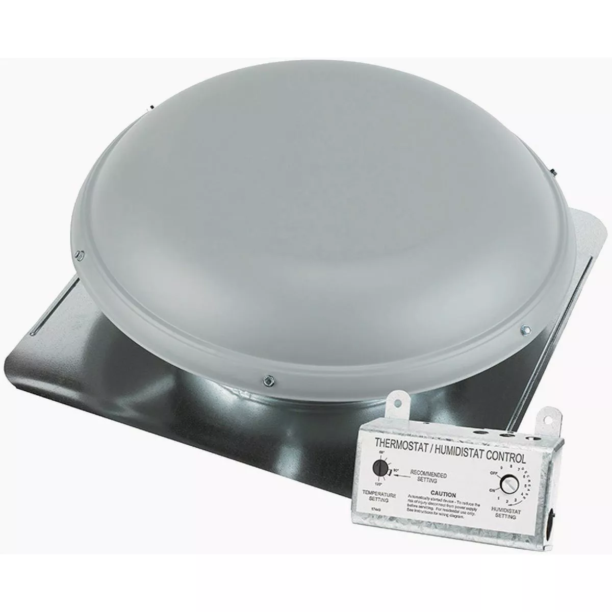 AirVent Roof-Mount Gray Power Attic Ventilator 1500CFM Pre Wired Thermostat-