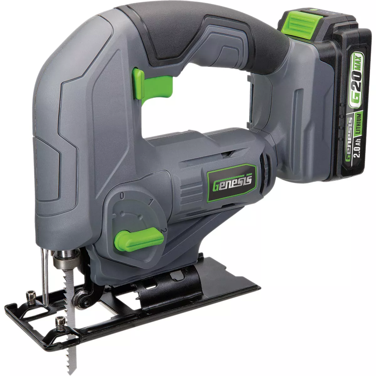 Genesis 20 Volt Cordless Jig Saw Kit with 2.0 Ah Battery & Charger