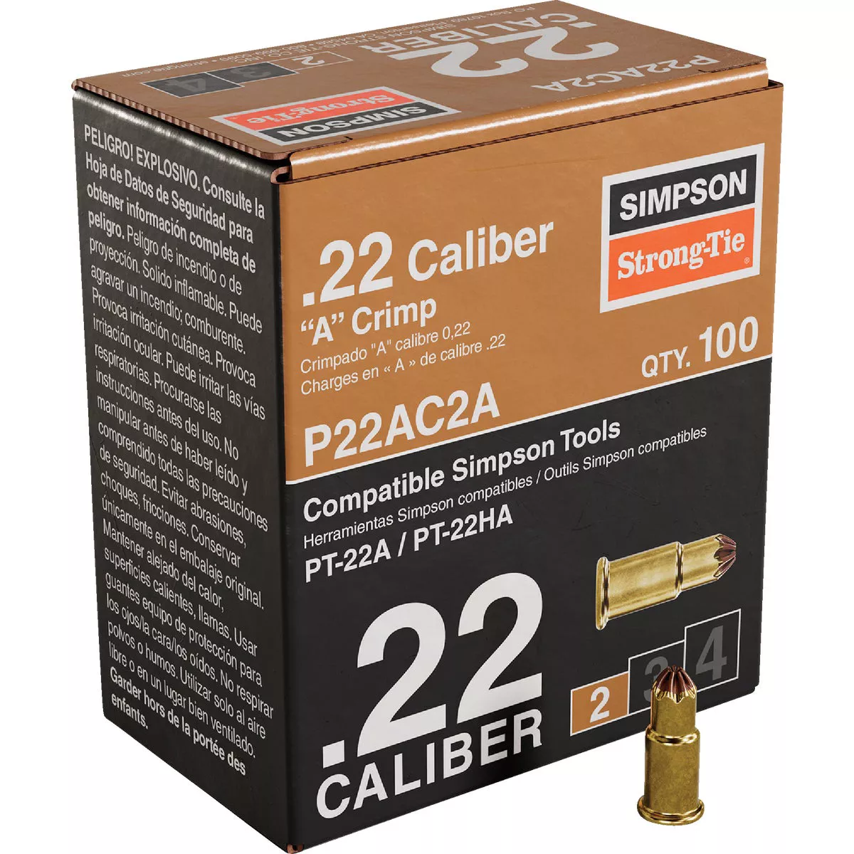 Simpson Strong-Tie 0.22-Caliber Single Shot Level 2 Brown Powder Load (100 Ct.)