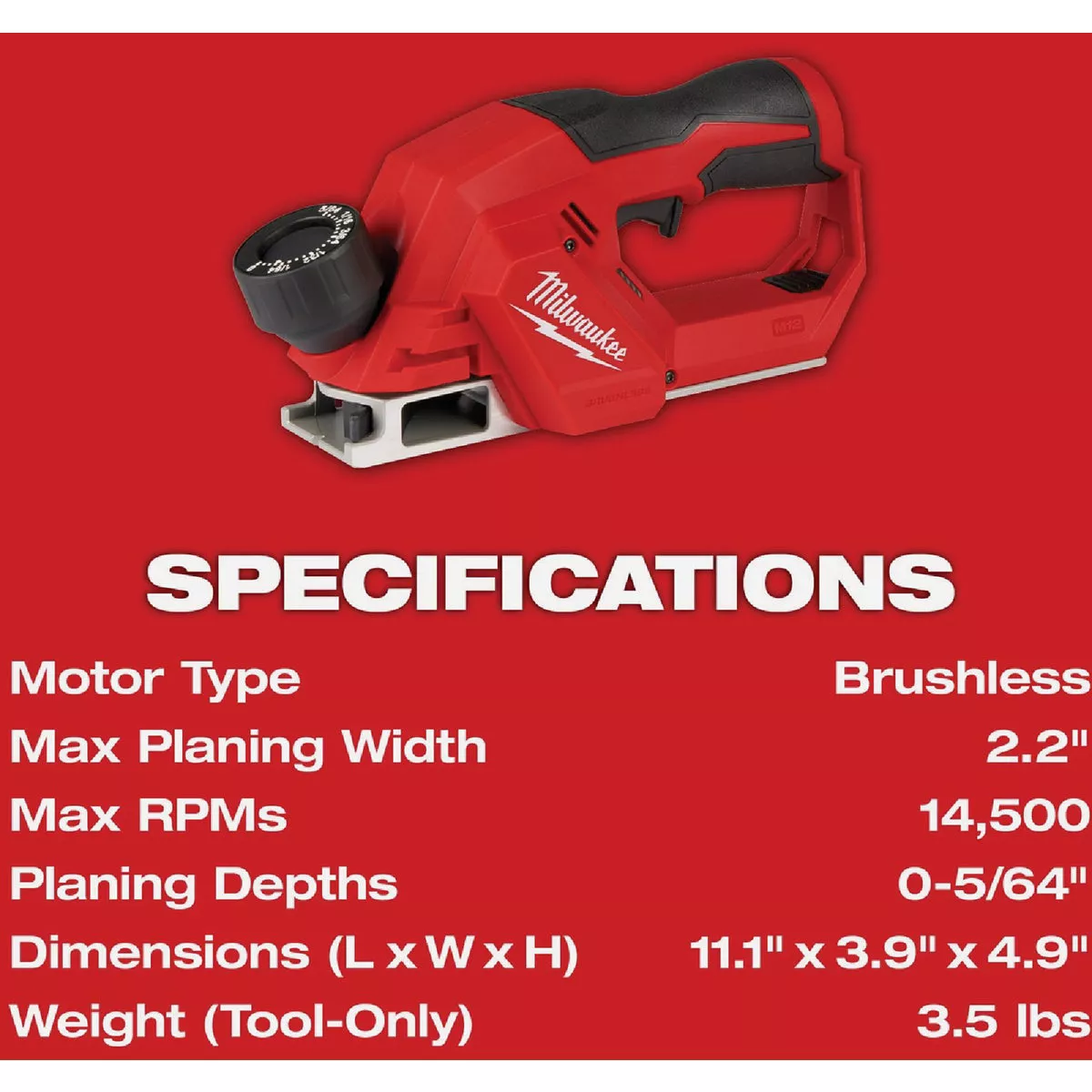 Milwaukee M12 Brushless 2 In. Cordless Planer (Tool Only) - photo 4