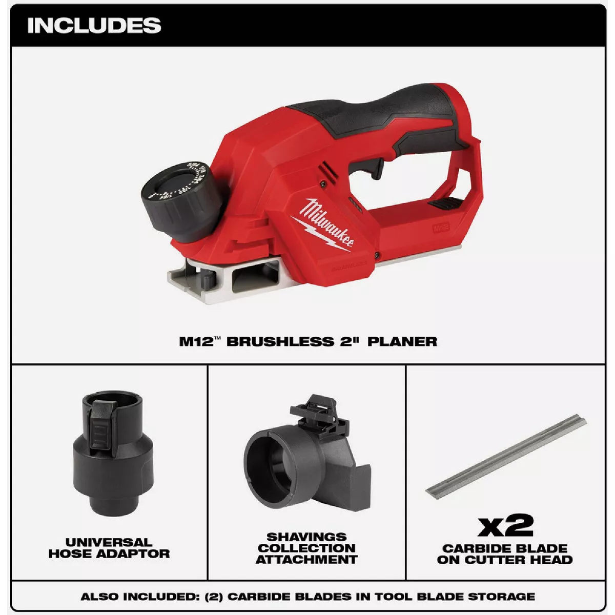 Milwaukee M12 Brushless 2 In. Cordless Planer (Tool Only) - photo 2