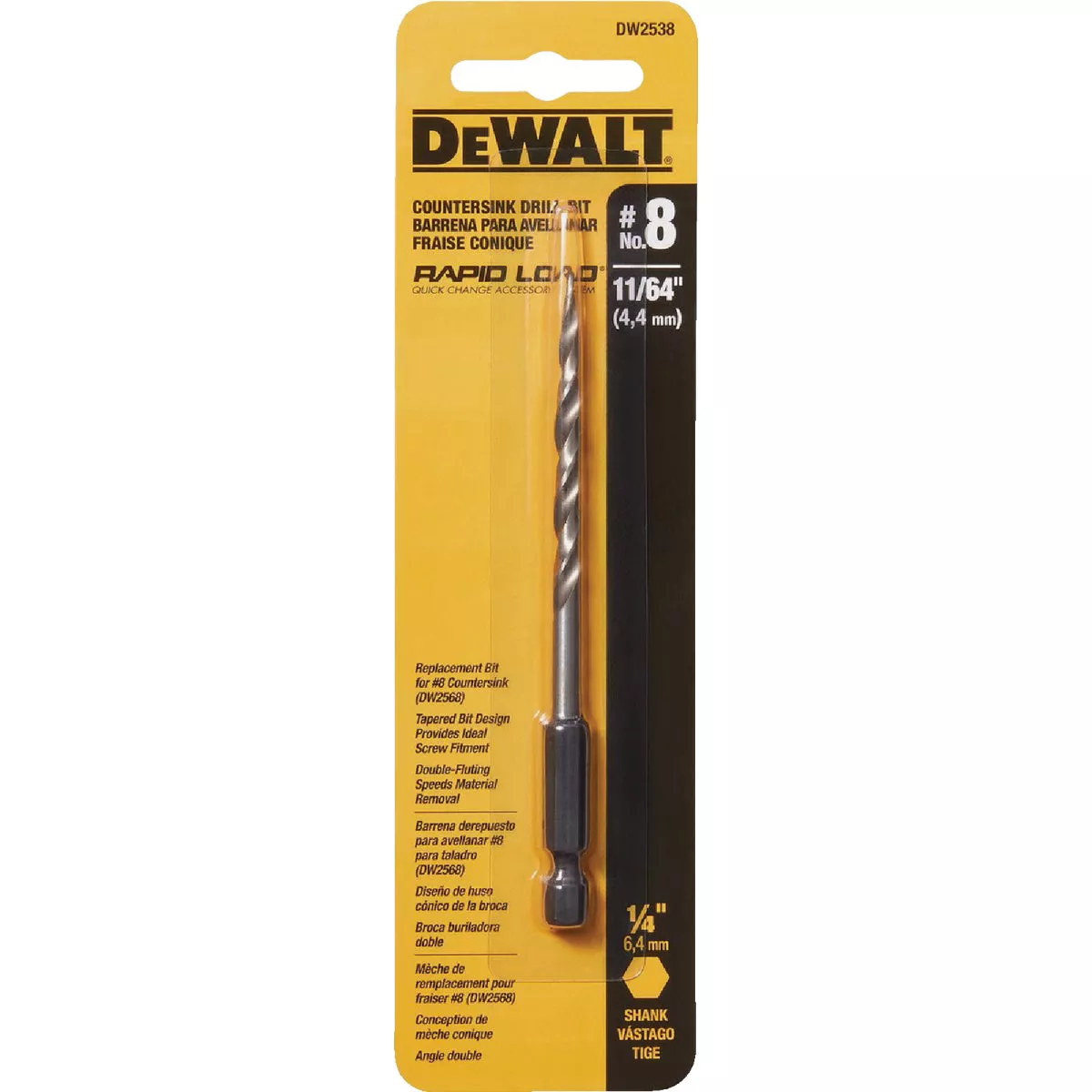 DEWALT Rapid Load #8 11/64 In. High-Speed Countersink Bit - photo 2