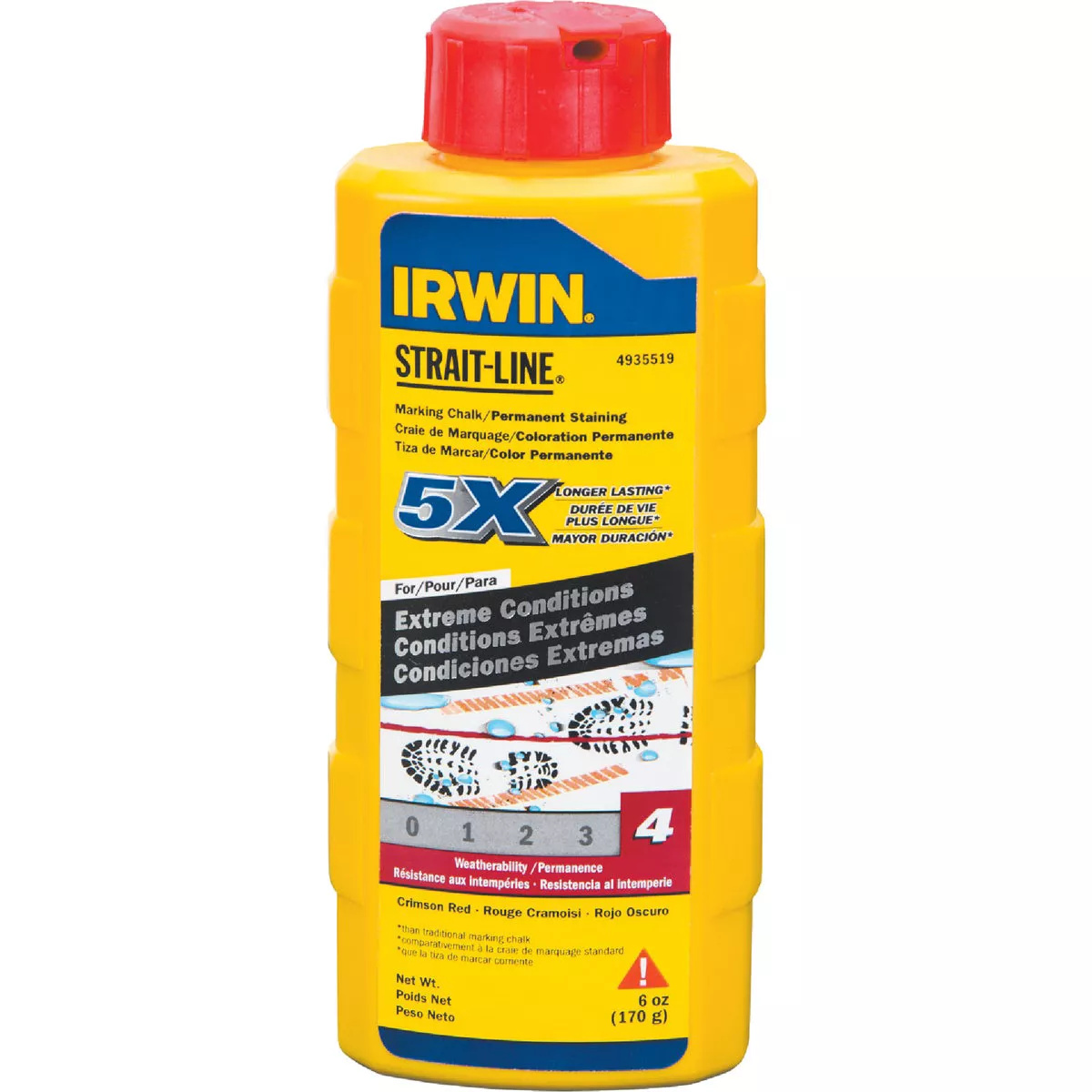 Irwin STRAIT-LINE 6 Oz. Red Permanent Staining 5X Chalk Line Chalk
