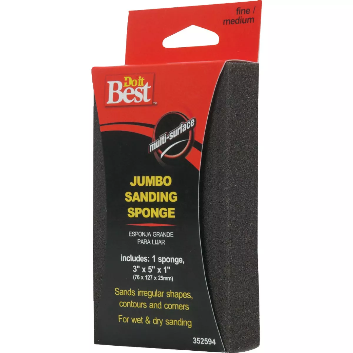 Do it Best Jumbo All-Purpose 3 In. x 5 In. x 1 In. 80/120 Grit Fine/Medium Sanding Sponge - photo 3