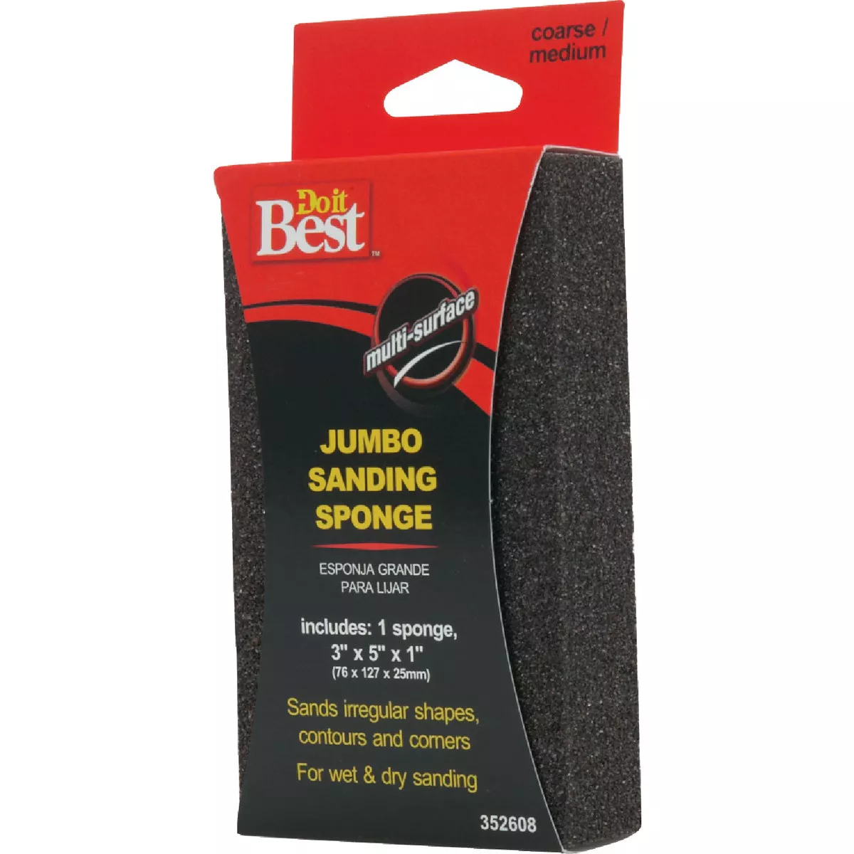 Do it Best Jumbo All-Purpose 3 In. x 5 In. x 1 In. 36/80 Grit Medium/Coarse Sanding Sponge - photo 2