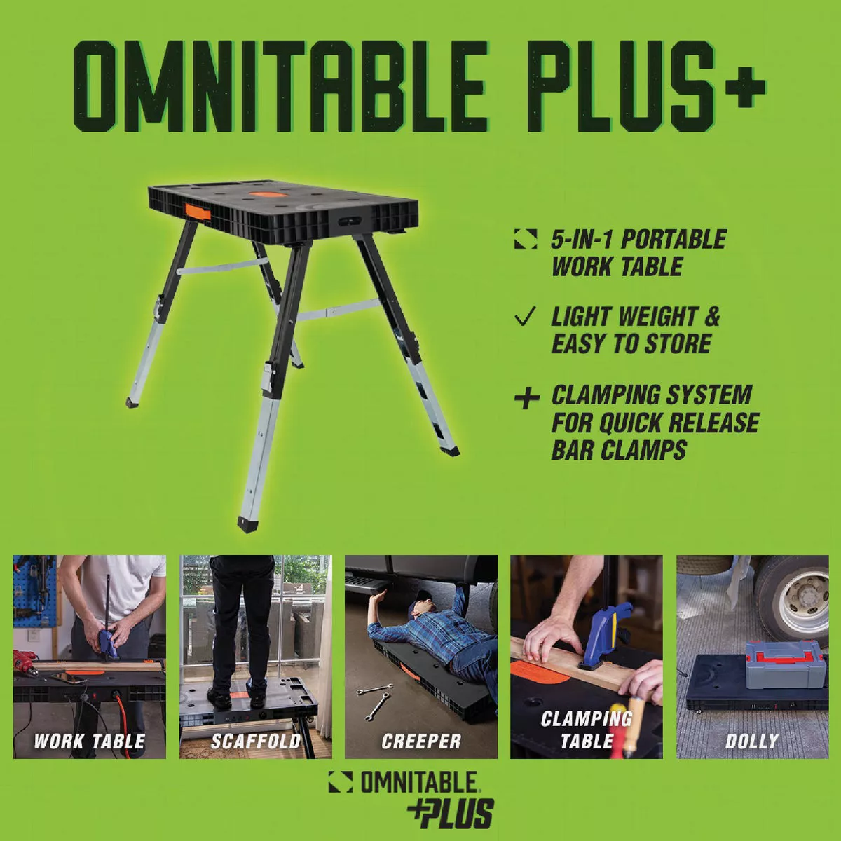 OmniTable Plus 5-in-1 Household & DIY Work Station: Workbench, Saw Horse, Work Platform/Scaffold, Dolly & Creeper - photo 6
