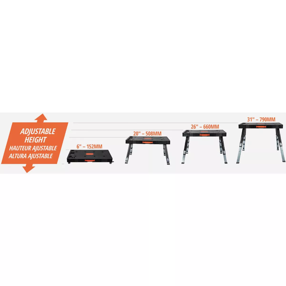 OmniTable Plus 5-in-1 Household & DIY Work Station: Workbench, Saw Horse, Work Platform/Scaffold, Dolly & Creeper - photo 5