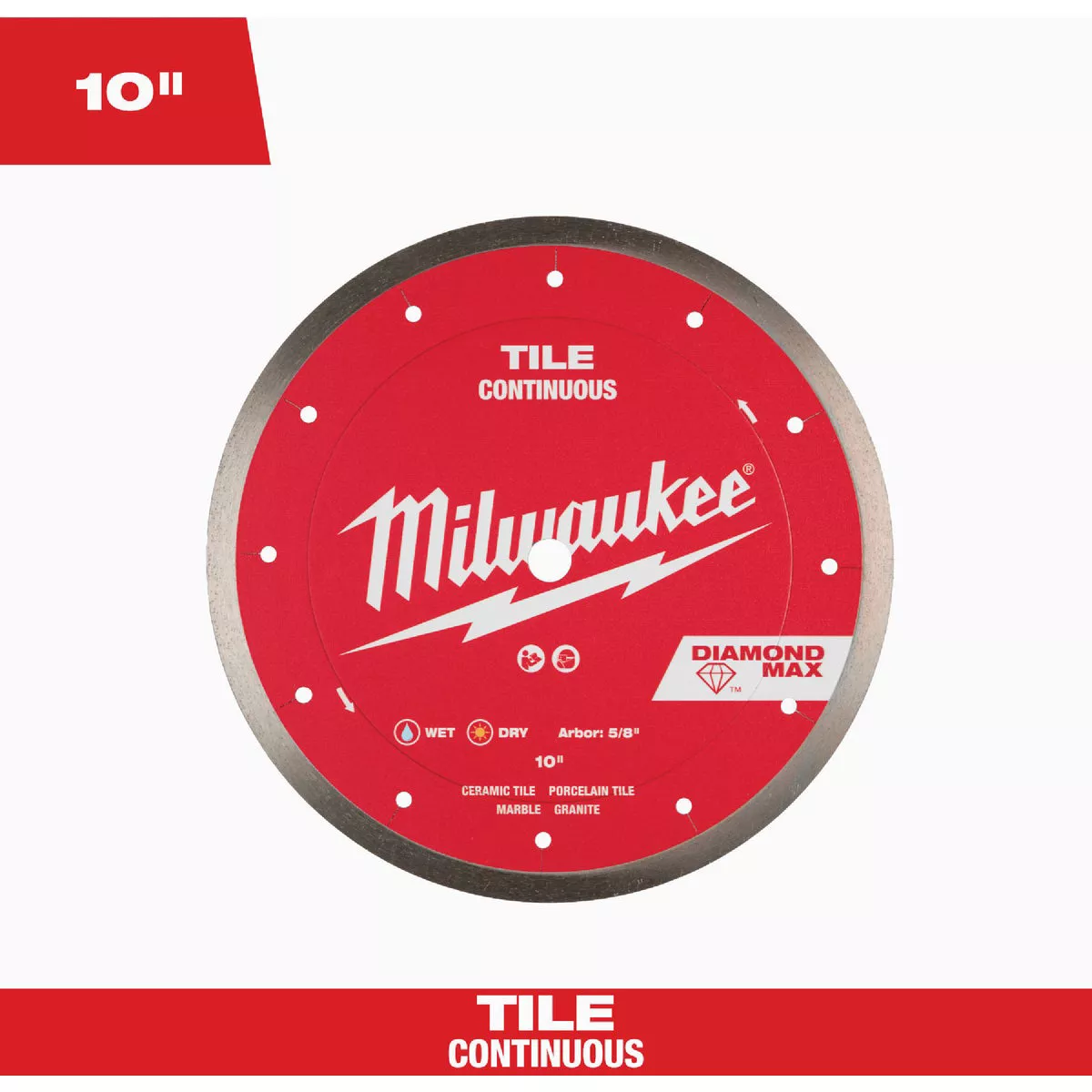 Milwaukee DIAMOND MAX 10 In. Continuous Rim Tile Diamond Blade