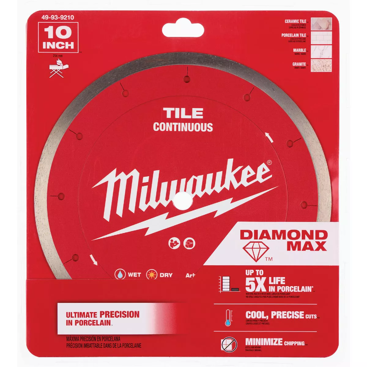 Milwaukee DIAMOND MAX 10 In. Continuous Rim Tile Diamond Blade - photo 2