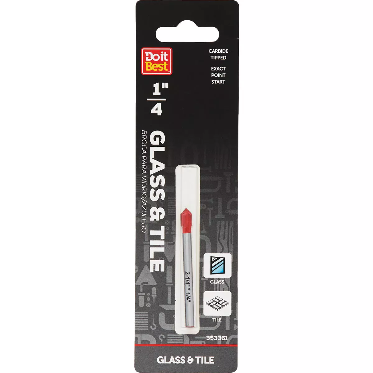 Do it Best 1/4 In. x 2-1/4 In. Carbide Glass & Tile Drill Bit