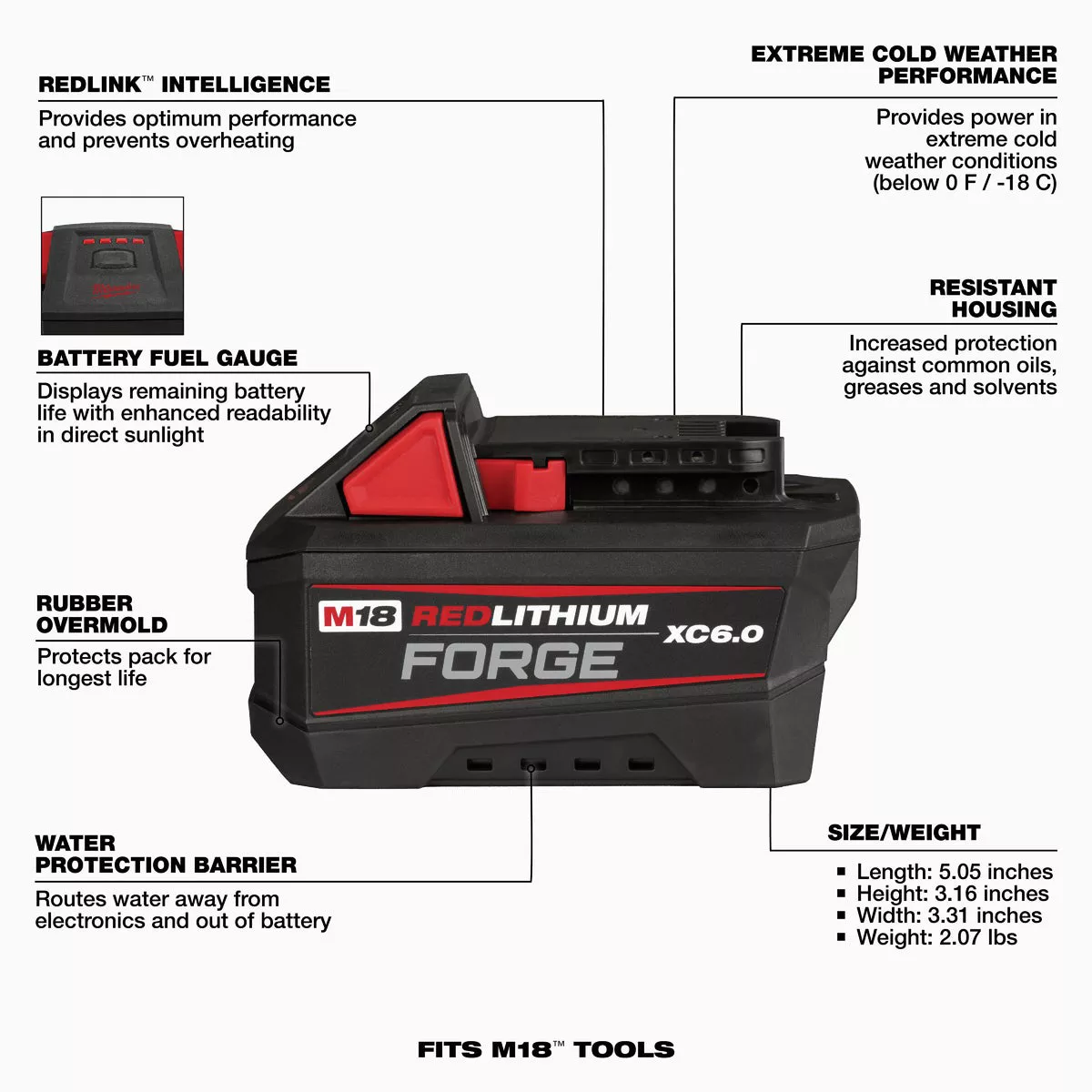 Milwaukee M18 REDLITHIUM FORGE Lithium-Ion High Output XC 6.0 Ah Battery Pack - photo 4