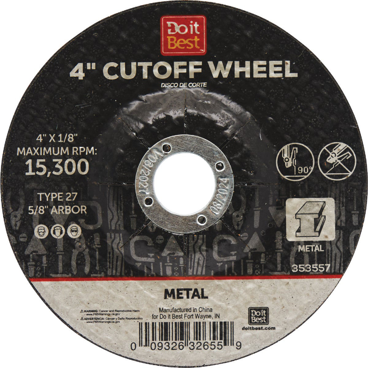 Do it Type 27 4 In. x 1/4 In. x 5/8 In. Metal CutOff Wheel Do it Best