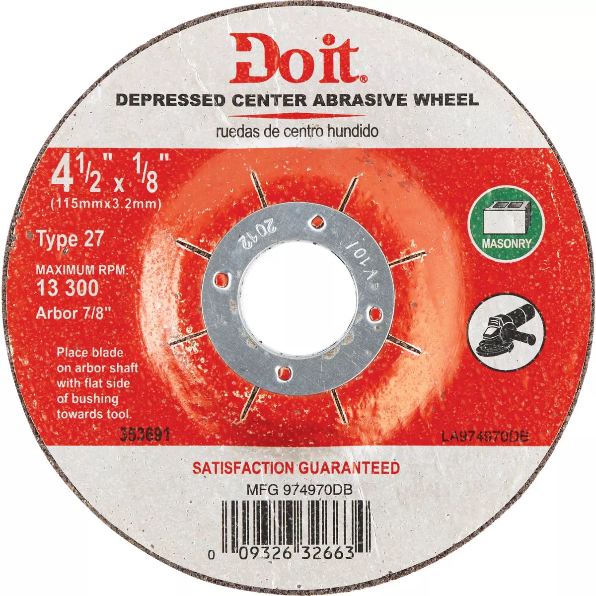 Do it Type 27 4-1/2 In. x 1/8 In. x 7/8 In. Masonry Cut-Off Wheel