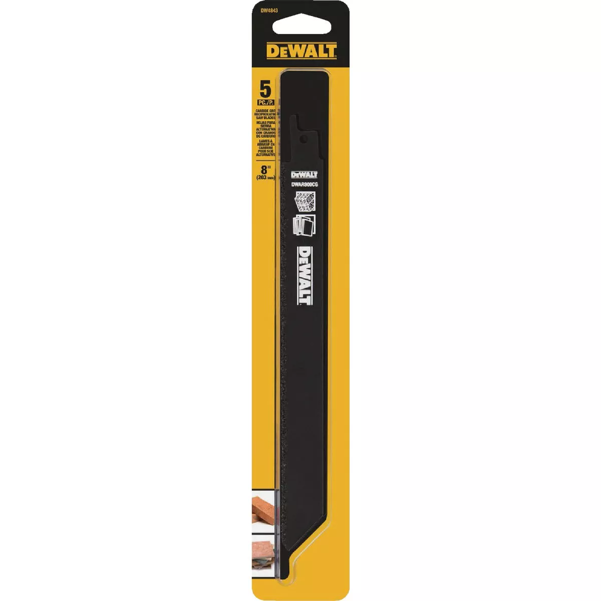 DEWALT 8 In. Carbide Grit Reciprocating Saw Blade (5-Pack) - photo 2