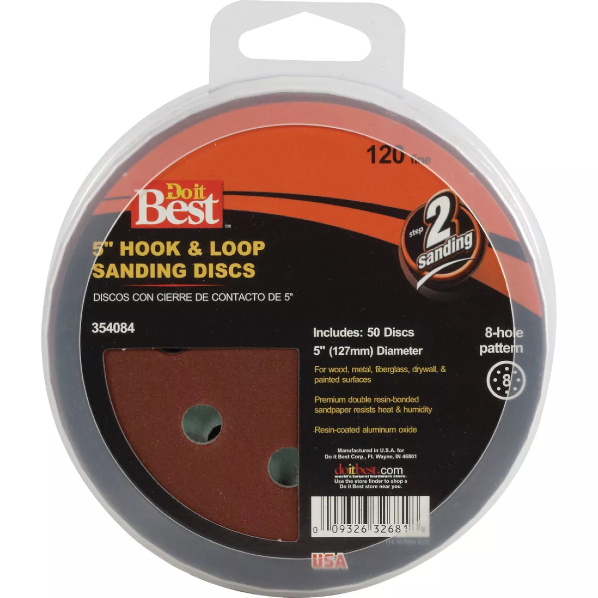 Do it Best 5 In. 120-Grit 8-Hole Pattern Vented Sanding Disc with Hook & Loop Backing (50-Pack) - photo 2