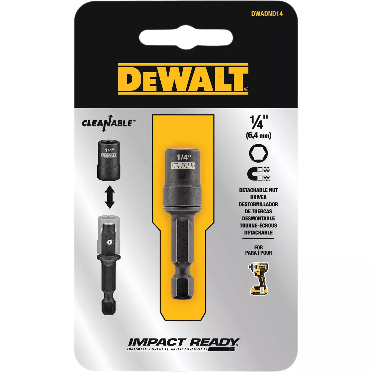DEWALT Impact Ready 1/4 In. x 2 In. Cleanable Magnetic Nutdriver