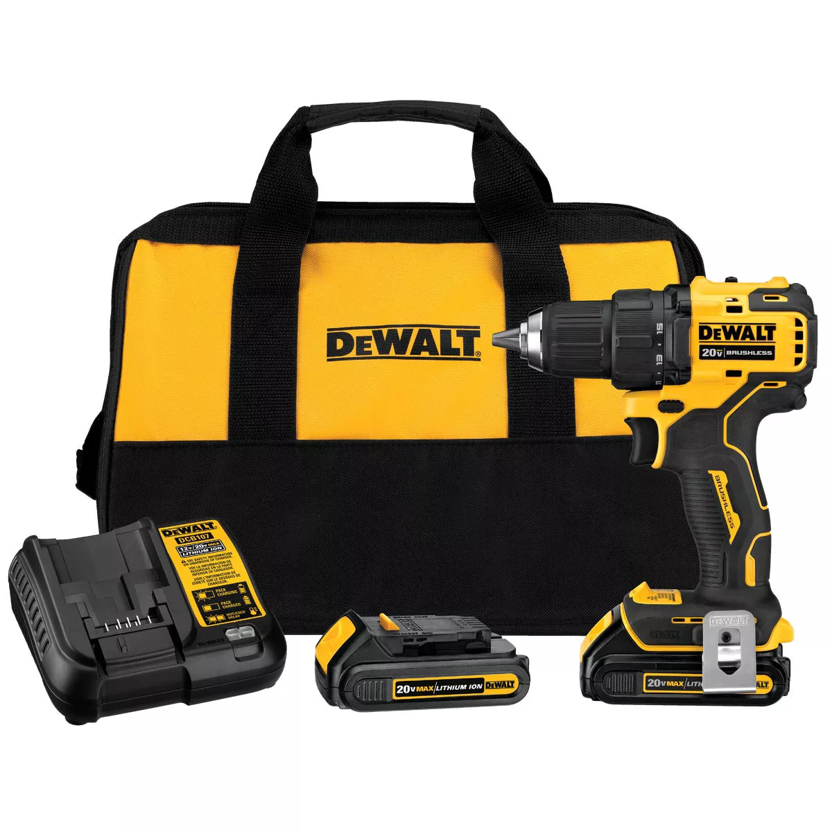 DEWALT ATOMIC 20-Volt MAX Lithium-Ion 1/2 In. Brushless Cordless Drill/Driver Kit