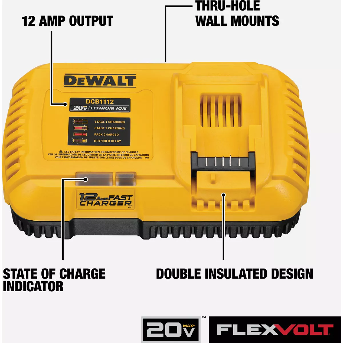 DEWALT 20V/60V MAX 12A Lithium-Ion Fan Cooled Fast Battery Charger - photo 3
