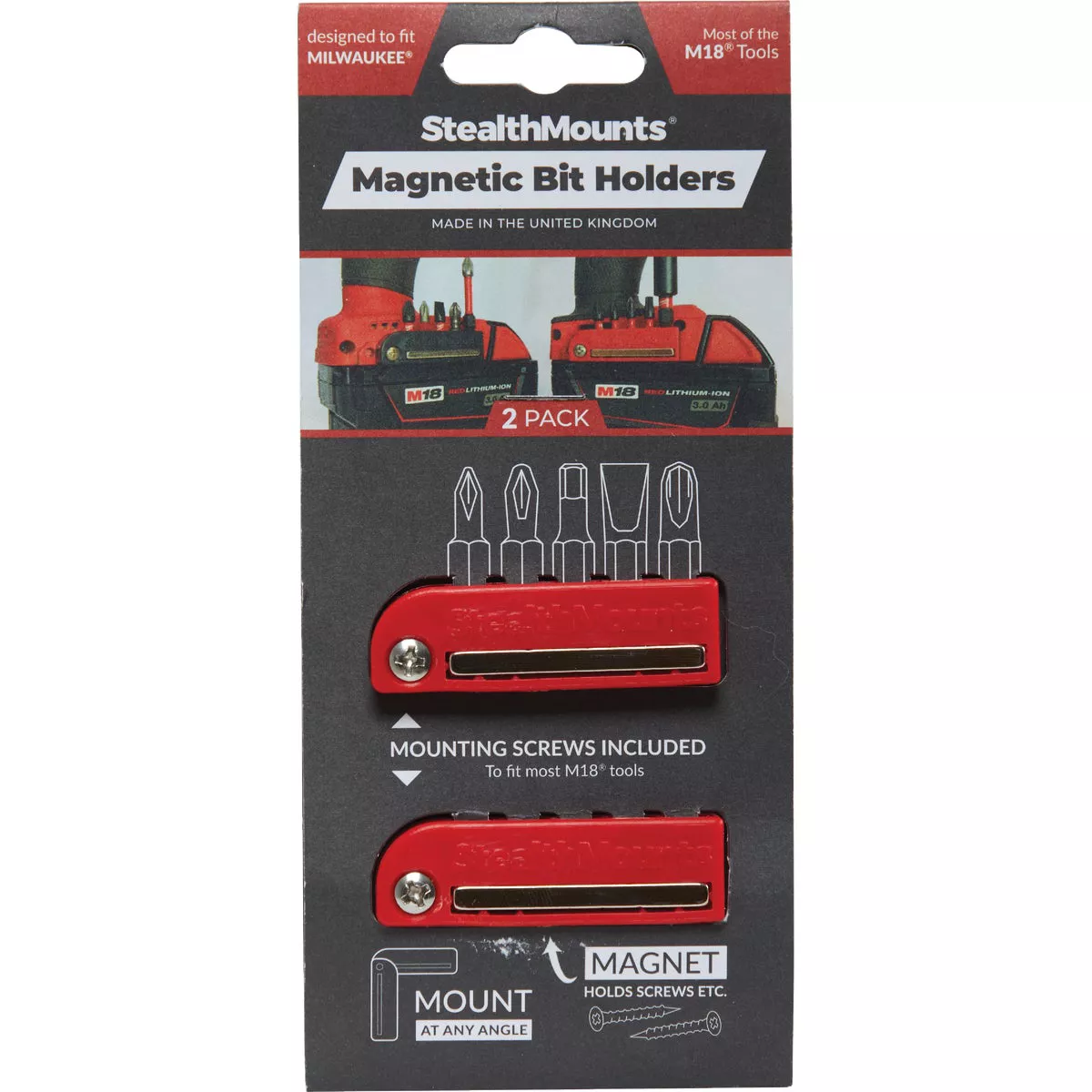 StealthMounts Magnetic Bit Holders for Milwaukee M18 (2-Pack) - photo 2