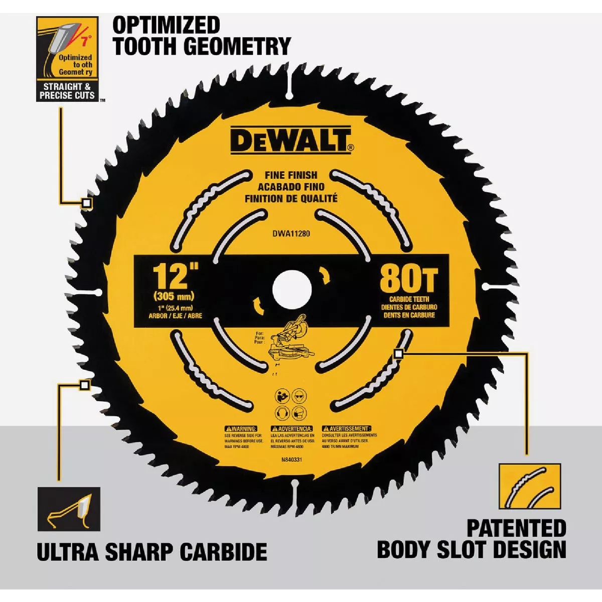 DEWALT 12 In. 80-Tooth Fine Finish Circular Saw Blade - photo 3