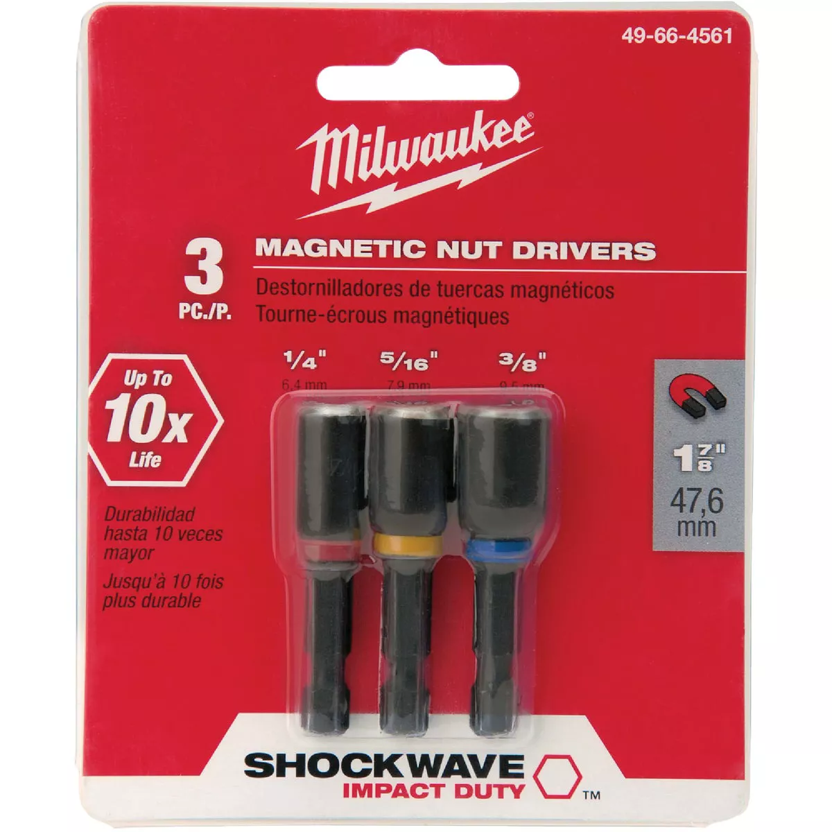 Milwaukee SHOCKWAVE 3-Piece Impact Magnetic Nutdriver Bit Set