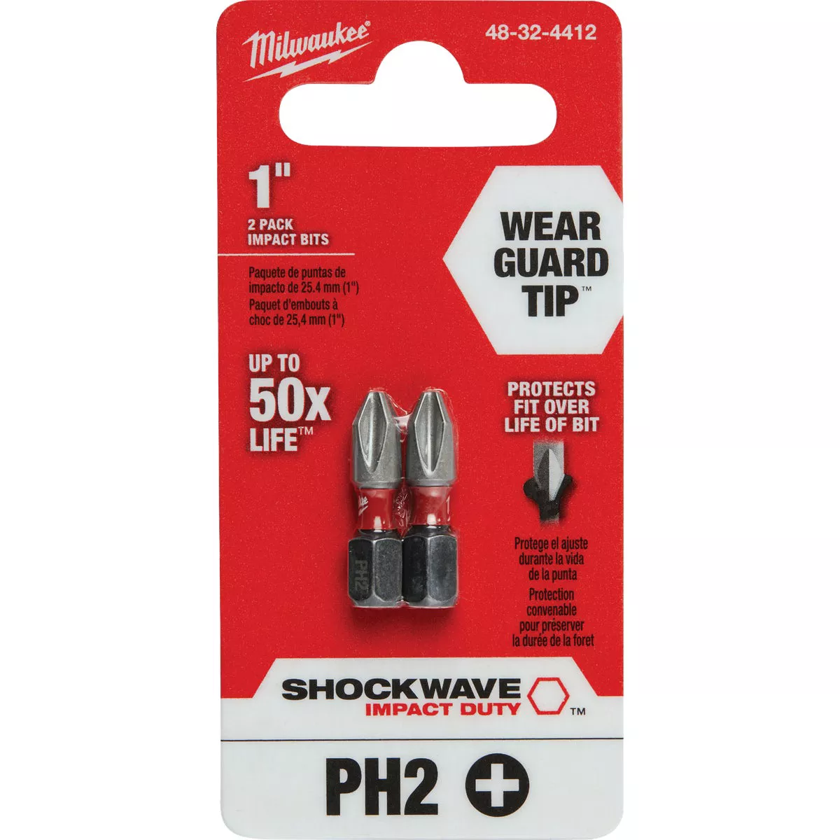 Milwaukee SHOCKWAVE #2 Phillips 1 In. Insert Impact Screwdriver Bit (2 ...