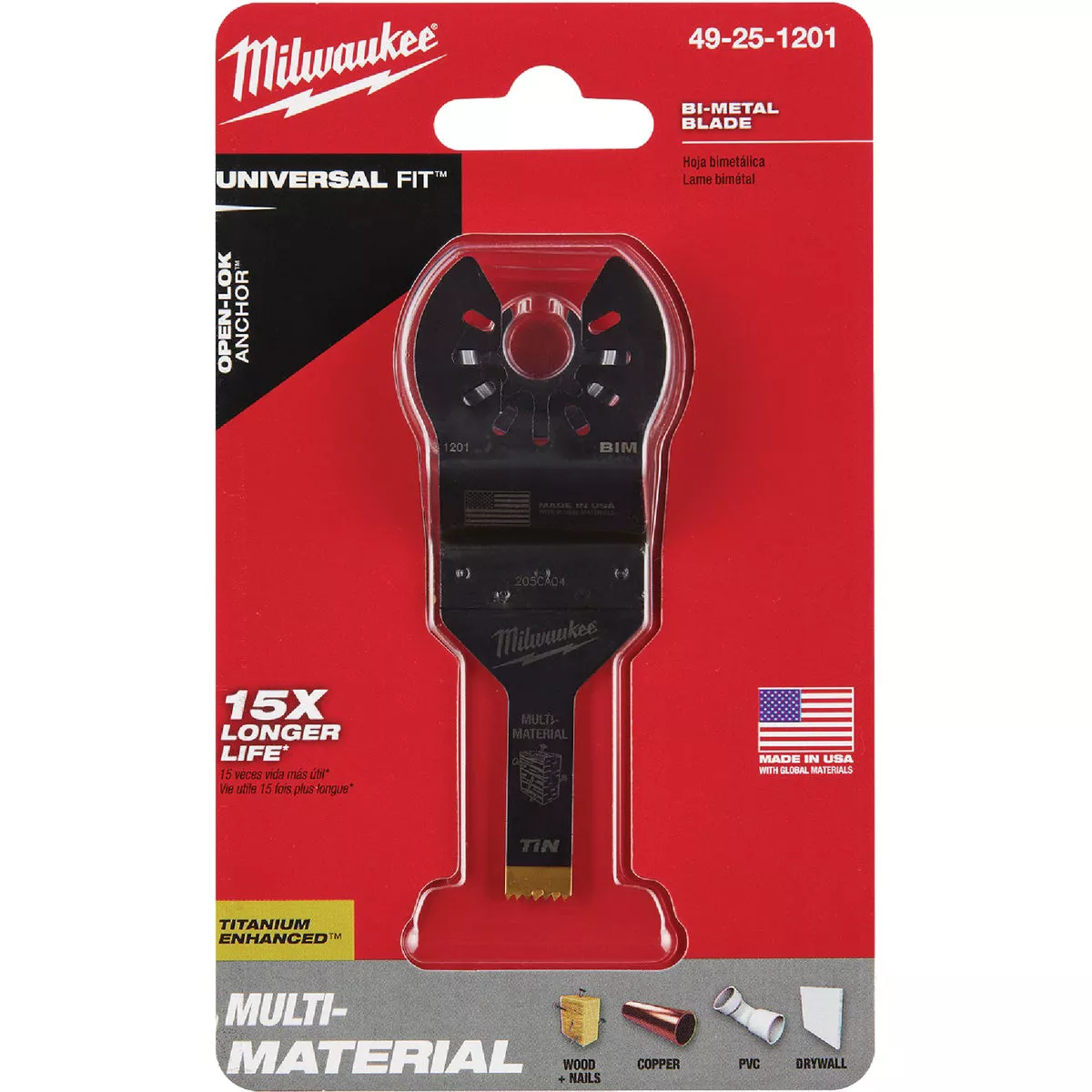 Milwaukee OPEN-LOK 3/8 In. TITANIUM CHARGED Bi-Metal Multi-Material Oscillating Multi-Tool Blade - photo 2