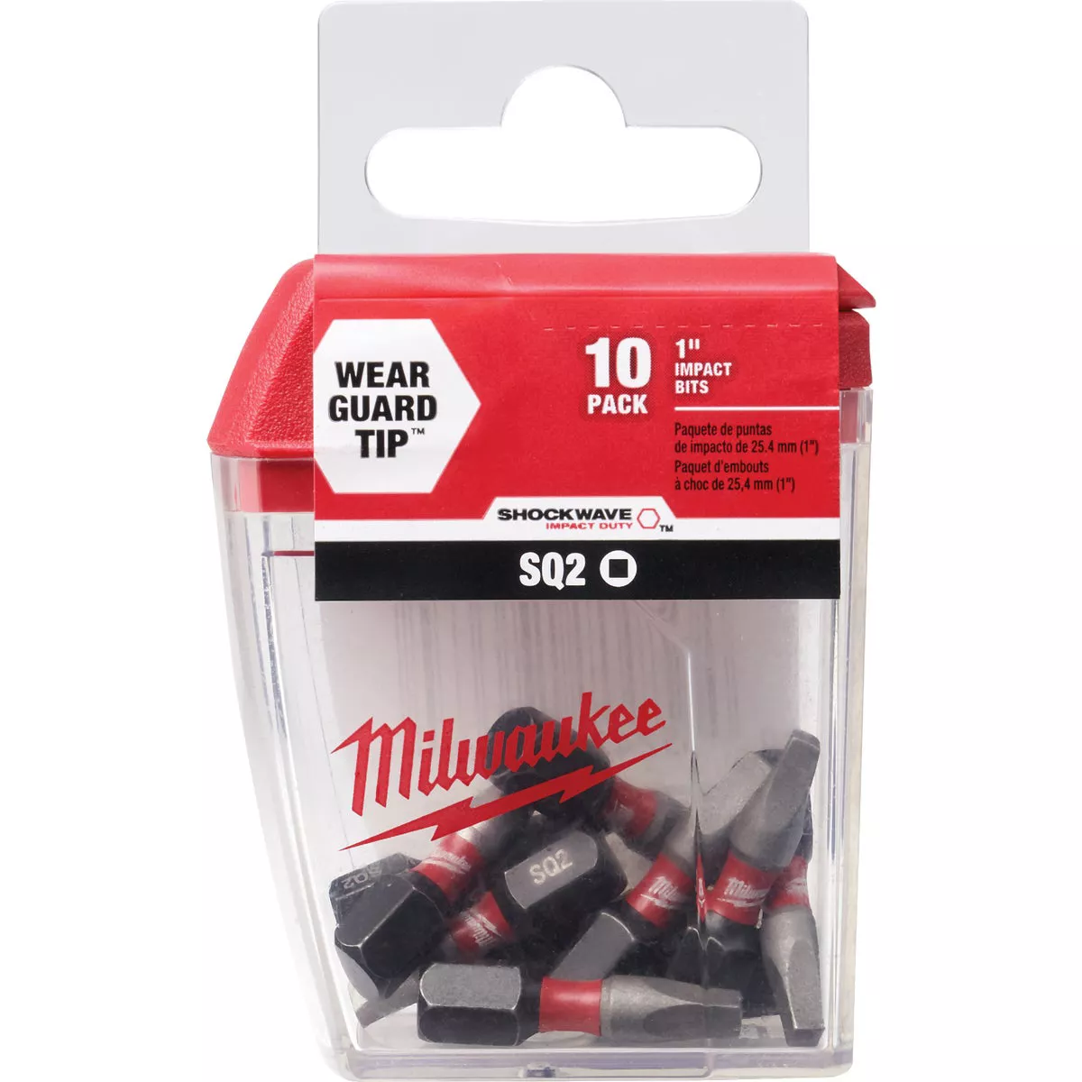 Milwaukee SHOCKWAVE #2 Square Recess 1 In. Insert Impact Screwdriver Bit (10-Pack)