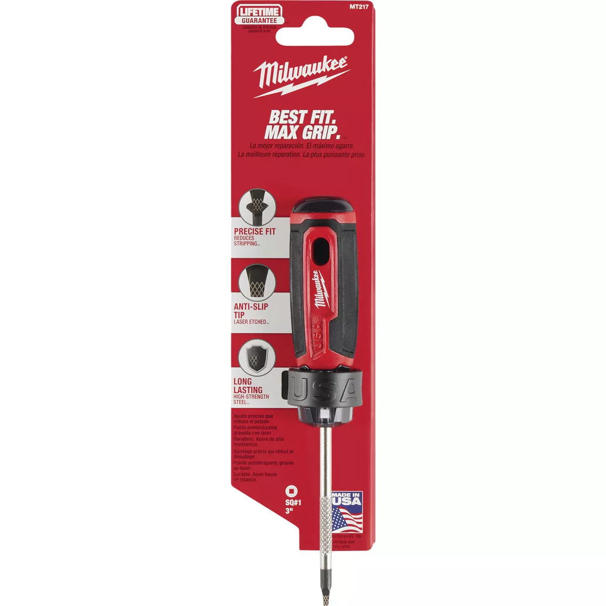 Milwaukee #1 x 3 In. Square Recess Cushion Grip Screwdriver (USA) - photo 2