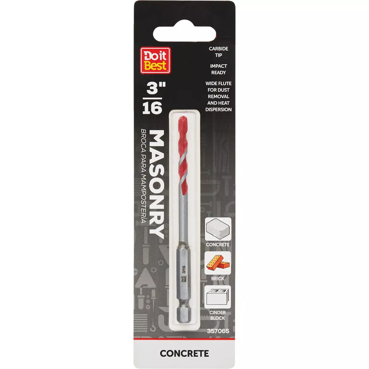 Do it Best 3/16 In. x 4 In. Impact Ready Carbide Masonry Drill Bit