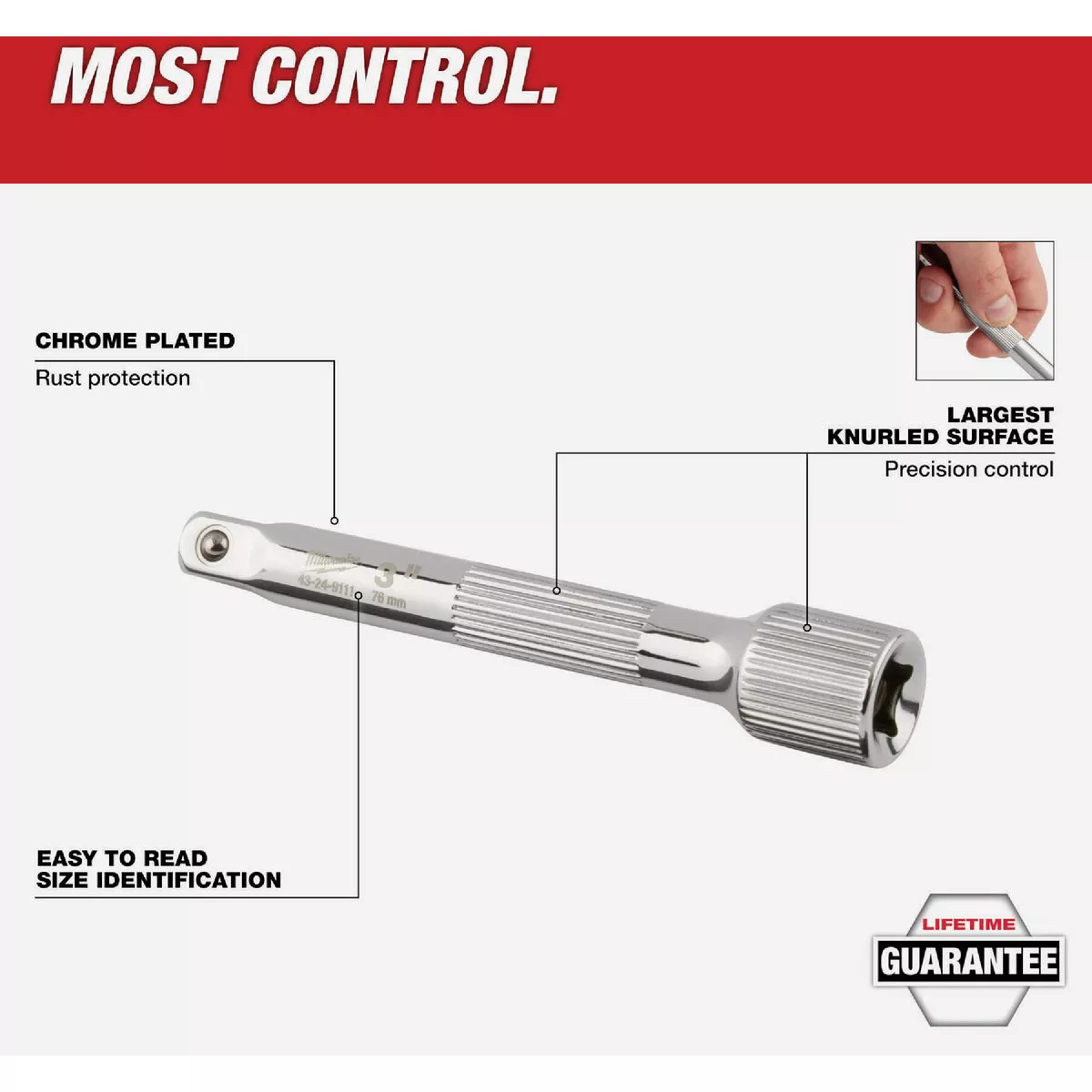 Milwaukee 3/8 In. Drive 3 In. Socket Extension - photo 5