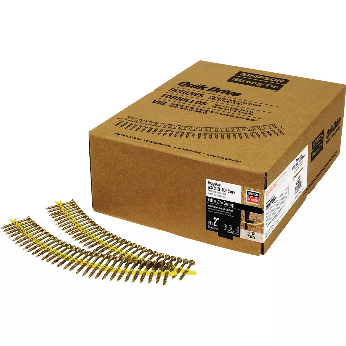 Strong-Drive WSV SUBFLOOR Screw (Collated) #9 x 1-3/4 in. T-25, Yellow-Zinc (2000-Qty) - photo 2