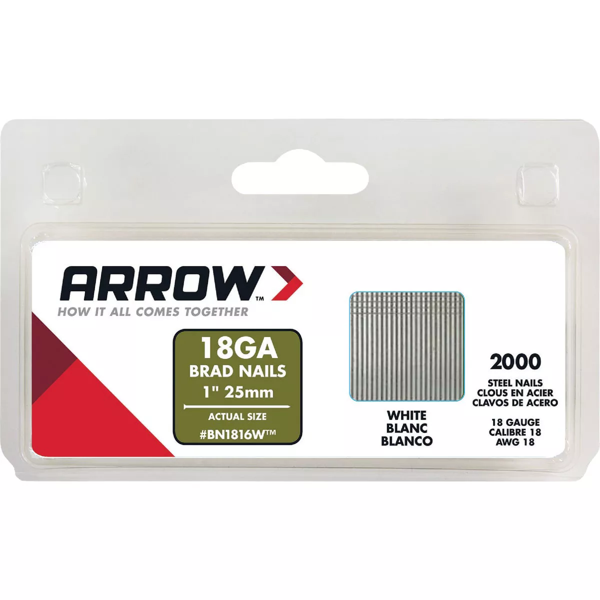 Arrow 18-Gauge Steel Brad Nail, 1 In. (2000-Pack)