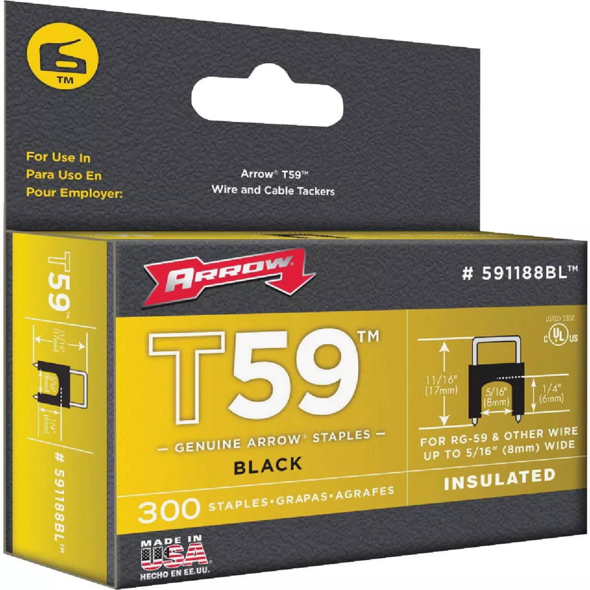 Arrow Insulated Black Cable Staple, 1/4 In. (300-Pack) - photo 2
