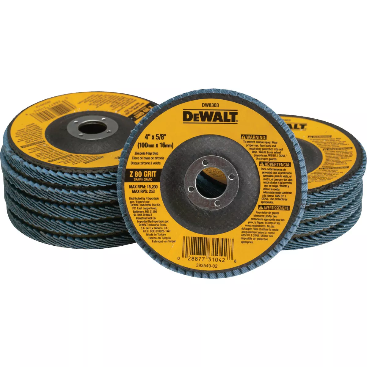 DeWalt 4 In. x 5/8 In. 80-Grit Type 27 High Performance Zirconia Angle Grinder Flap Disc - photo 2