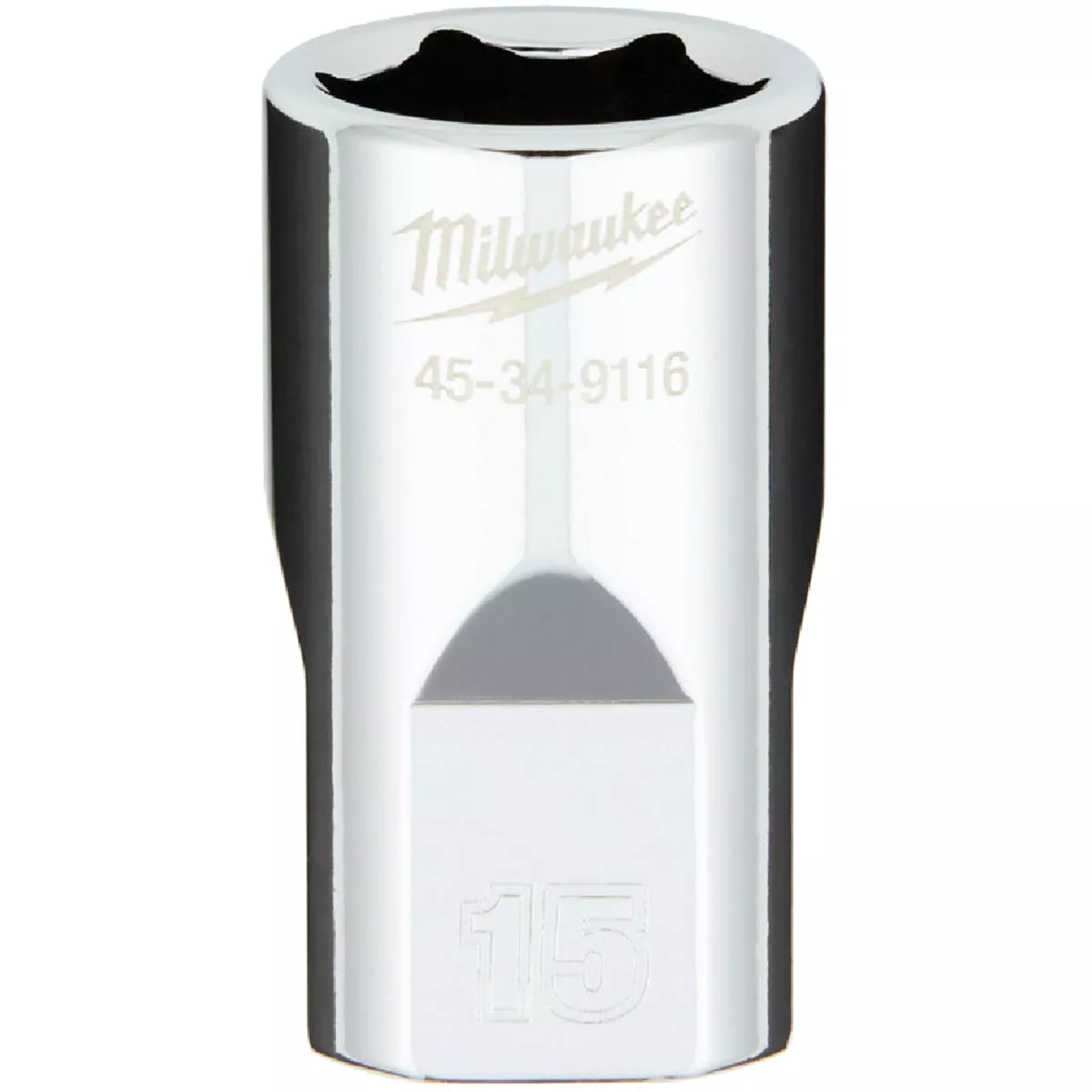Milwaukee 1/2 In. Drive 15 mm 6-Point Shallow Metric Socket with FOUR FLAT Sides