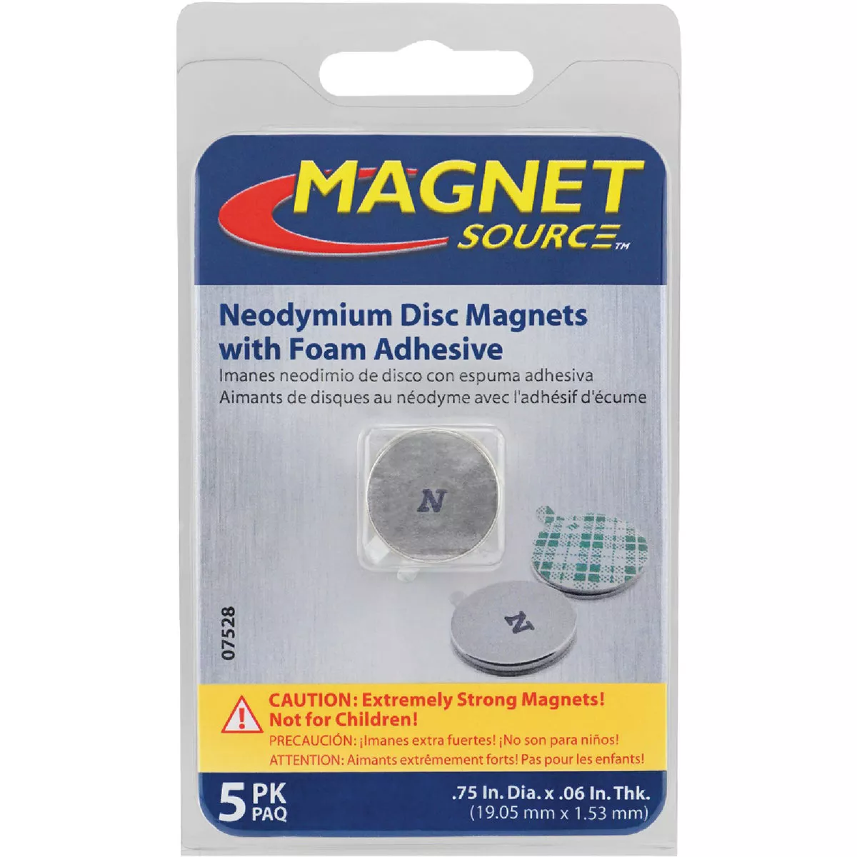 MagnetSource 3.91 Lb. Capacity Neodymium Disc Magnet with Adhesive (5-Pack) - photo 2