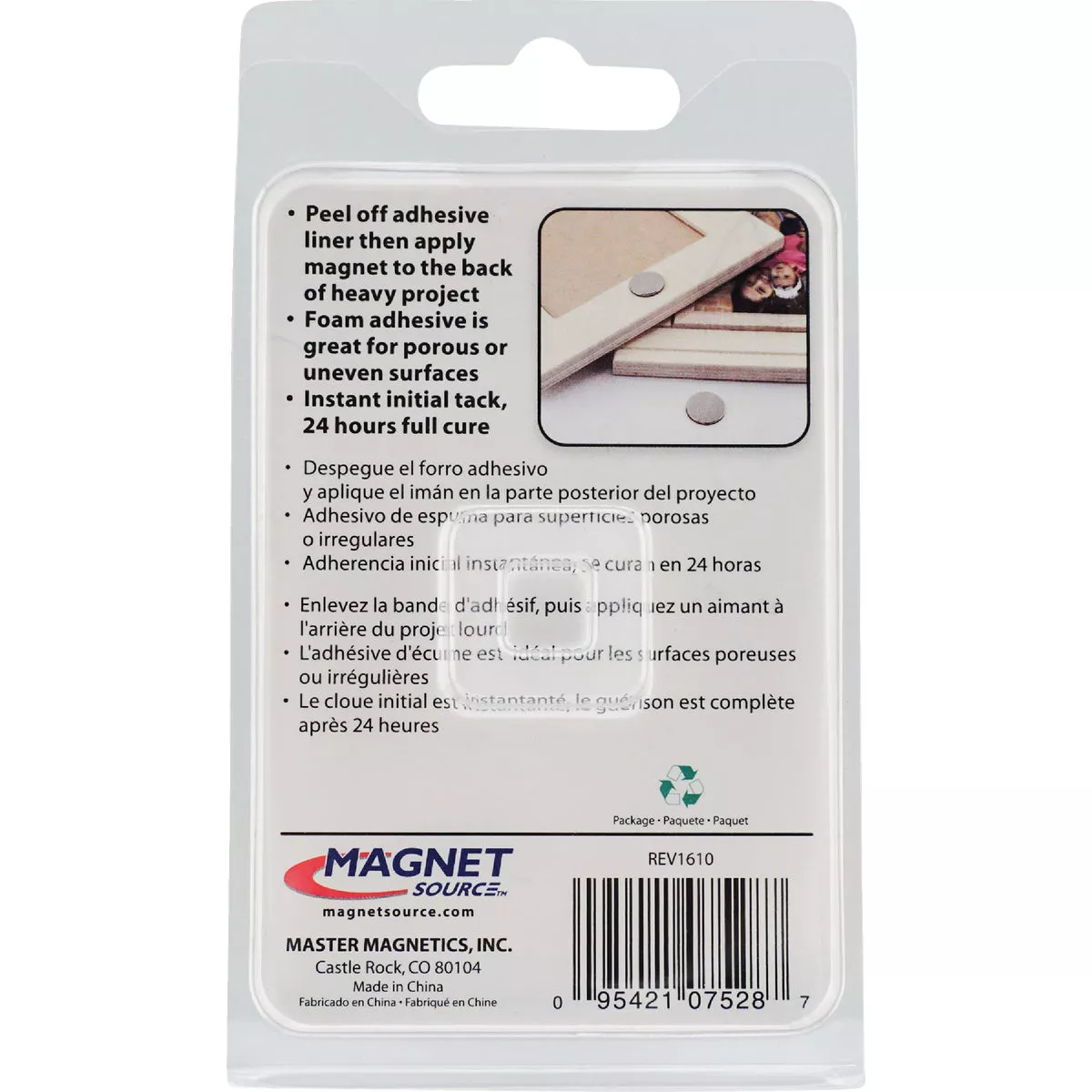 MagnetSource 3.91 Lb. Capacity Neodymium Disc Magnet with Adhesive (5-Pack) - photo 5