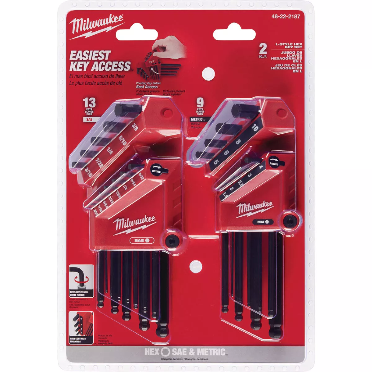 Milwaukee SAE/Metric Ball-End L-Style Hex Key Set (22-Piece) - photo 2