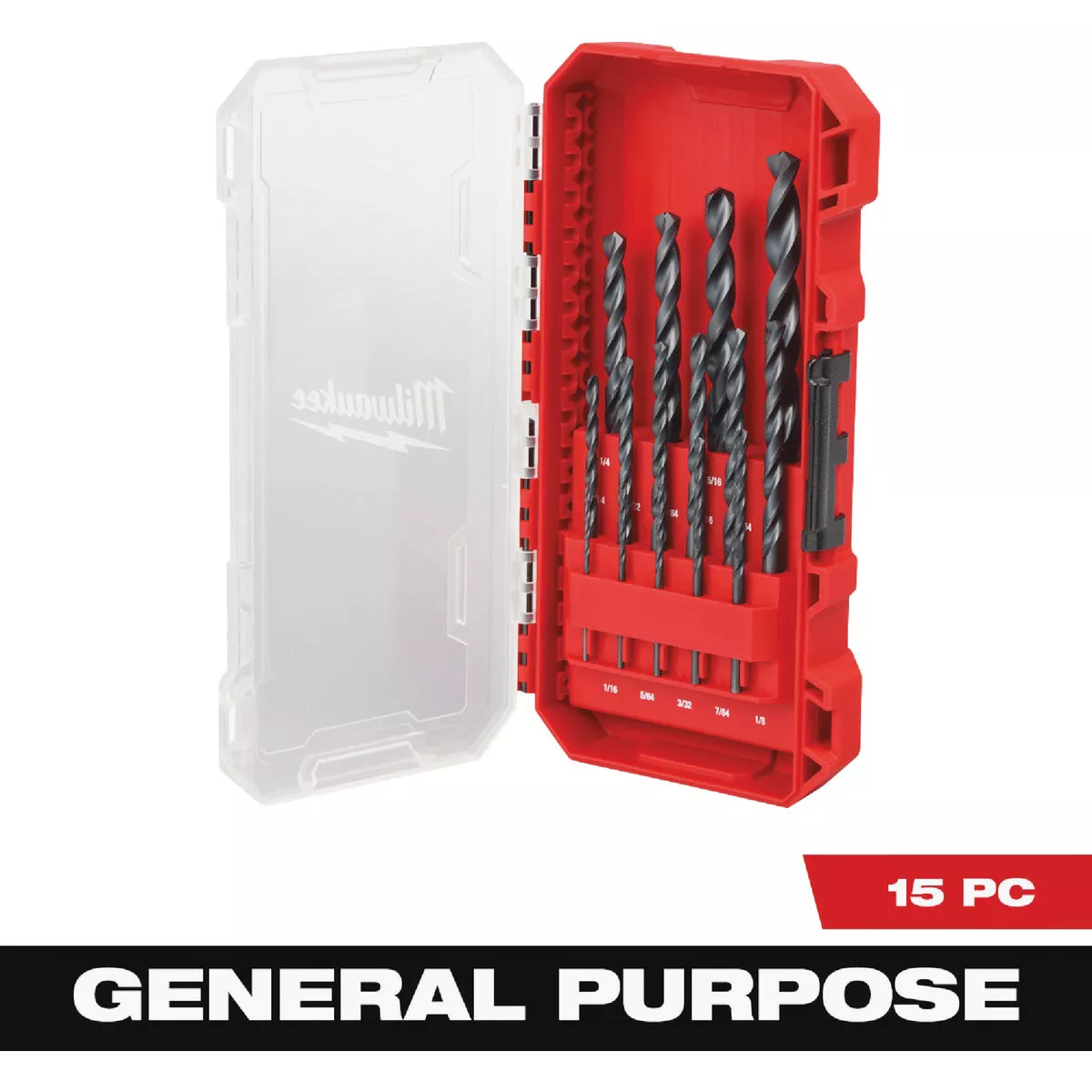 Milwaukee THUNDERBOLT 15-Piece Black Oxide Drill Bit Set, 1/16 In. through 3/8 In.
