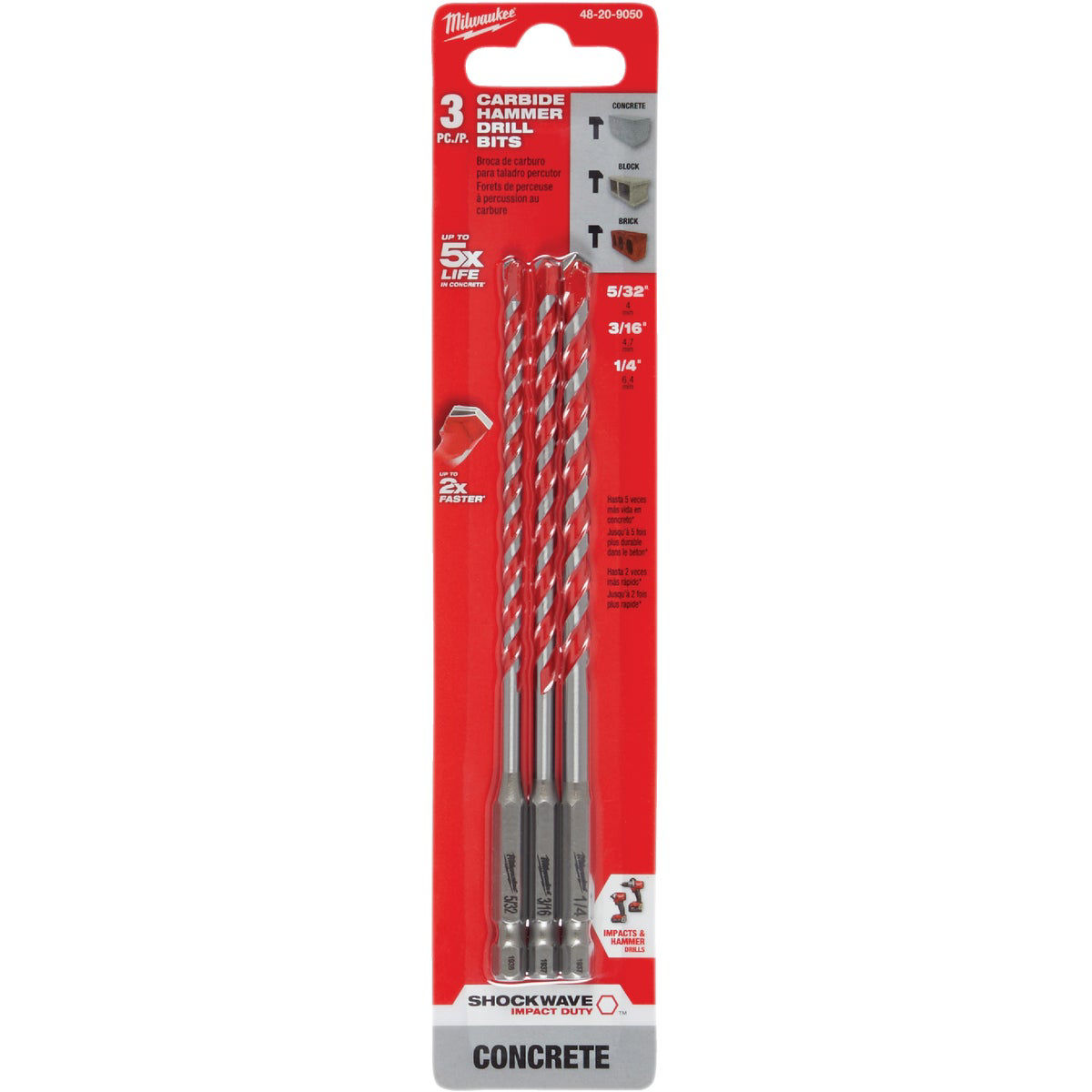 Milwaukee SHOCKWAVE 3Piece Carbide Masonry Drill Bit Set Do it Best